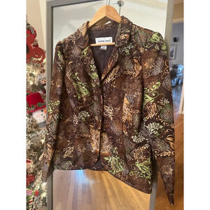 Victor Costa Beaded Blazer, Size 12, Brown & Green